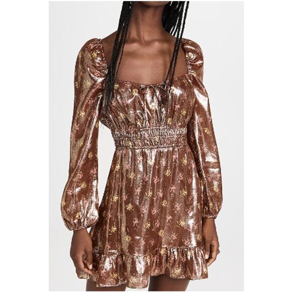 New ~ PAIGE ~ Noah Floral Metallic Mini A-Line Dress Size XS CRUISE VACAY - Picture 1 of 12